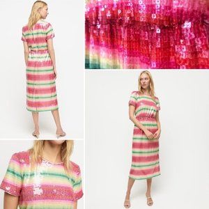 J.Crew Short-sleeve sequin dress in watermelon stripe